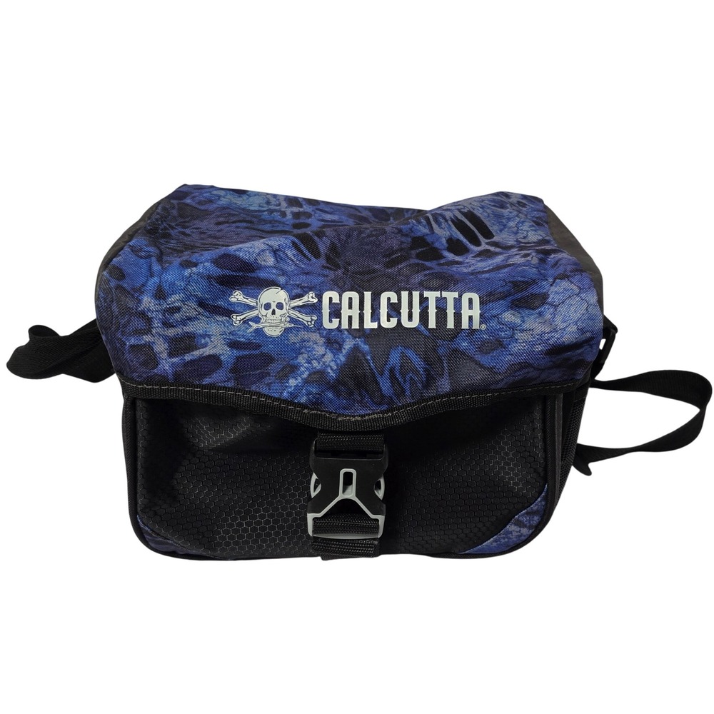 Calcutta Fishing Tackle Bag Blue Camo Skull Logo with 3 Utility Boxes